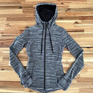 Lululemon Hooded Define Jacket Nulu Womens 4 Gray White Blue Striped Athleisure